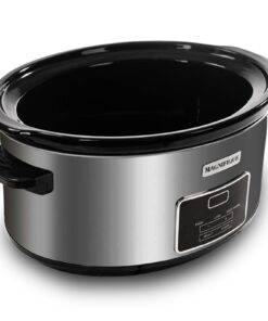 MAGNIFIQUE 8-Quart Casserole Slow Cooker with Timer and Digital Programmable - Small Kitchen Appliance for Family Dinners - Serves 6+ People - Heat Settings: Keep Warm, Low and High 8 Qt Stainless Steel Digital 27 61o0mR5elML