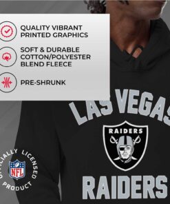 Team Fan Apparel NFL Adult Gameday Hooded Sweatshirt - Poly Fleece Cotton Blend - Stay Warm and Represent Your Team in Style Las Vegas Raiders - Black X-Large 10 61o1Uo7lt6L