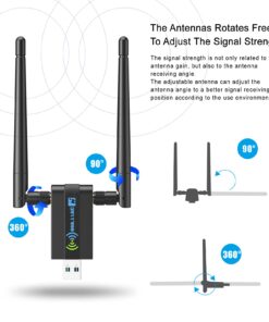 Wireless USB WiFi Adapter for PC: CXFTEOXK 1300Mbps WiFi USB, 802.11AC WiFi Adapter for Desktop PC, Dual Band WiFi Dongle Wireless Adapter for Windows11/10/8/7/Vista/XP, USB Computer Network Adapters 23 61o2IkWSXjS