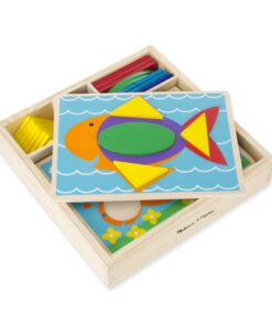 Melissa & Doug Beginner Wooden Pattern Blocks Educational Toy With 5 Double-Sided Scenes and 30 Shapes 23 61o4GMMLirL 1