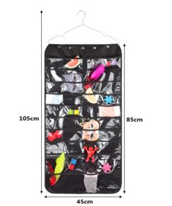 Hanging Jewelry Organizer, Dual Sided Closet Organizers, Earrings Bracelet Necklace Socks Pantyhose Storage Display Bag (Black (40 Pockets & 20 Hook-and-Loop Tabs)) Black (40 Pockets & 20 Hook-and-Loop Tabs) 18 61o5MDJ3KyL 1