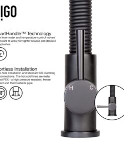 VIGO VG02001MB 19" H Edison Single-Handle with Pull-Down Sprayer Kitchen Faucet in Matte Black 29 61o5i5v1amL