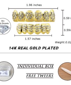 TOPGRILLZ Grills for Your Teeth Gold Grillz Poker Heart Teeth Diamond Grillz for Men Women 18K Plated Iced out Hip Hop Top & Bottom Face Grills for Teeth Rapper Costume Cosplay 12 61o5uVC0RSL