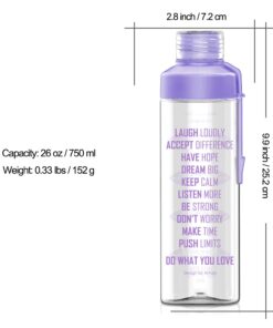Artoid Mode 25oz Motivational Fitness Workout Sports Water Bottle with Time Marker & Measurements, Carbonation Friendly Dishwasher Safe and BPA Free Purple 11 61o7KPLbcXL