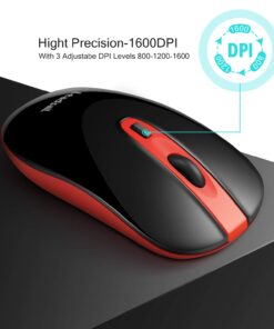 LeadsaiL Wireless Computer Mouse, 2.4G Portable Slim USB Mouse, Silent Click Cordless Mouse 3 Adjustable Levels, 4 Buttons Laptop Mouse for Windows Mac PC Notebook AA Battery-Red 29 61o7j6bgz1L