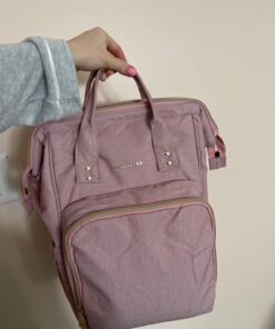 AMILLIARDI Diaper Bag Backpack - 6 INSULATED Bottle Holders - Detachable Stroller Straps (Light Pink) Light Pink 36 61o8KRGI3YL