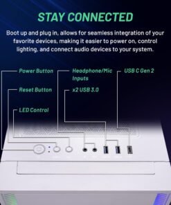 Skytech Gaming Shiva Gaming PC Desktop – AMD Ryzen 5 7600X 4.7 GHz, NVIDIA RTX 4060, 1TB NVME SSD, 32GB DDR5 RAM RGB, 600W Gold PSU, 11AC Wi-Fi, Windows 11 Home 64-bit,White 7600X | 4060 15 61o9JQ4fzfL