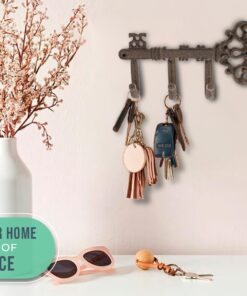 Comfify Decorative Wall Mounted Skeleton Key Holder | Vintage Key with 3 Hooks | Wall Mounted | Rustic Cast Iron | 7.9 x 4.1 |- with Screws and Anchors Rust brown 23 61oASTg 2VL