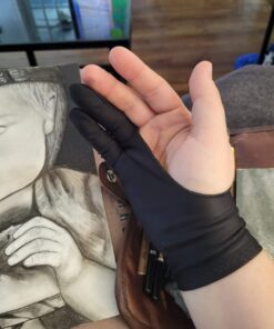 OTraki 4 Pack Artist Gloves for Drawing Tablet Free Size with Two Fingers for Graphics Pad Painting Good for Right or Left Hand - 2.95 x 7.87 inch M Black 43 61oCx4bCl7L