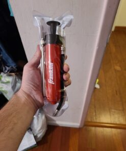 Franklin Sports Ball Pump Kit -7.4" - Perfect for Basketballs, Soccer Balls and More - Complete Hand Pump Kit with Needles, Flexible Hose, Air Pressure Gauge and Carry Bag,Red 34 61oFJSwxPgL