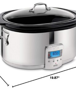 All-Clad Electrics Stainless Steel and Ceramic Slow Cooker with Insert and Lid 6.5 Quart Nonstick 320 Watts Oval Shaped, Programmable, Dishwasher Safe Black Ceramic Insert 6.5-Quart 22 61oG2r0SFL