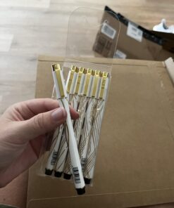 Pens Bulk 6-Pack, Black Ink pens,Quick Dry Ink Gel Pens, Medium Point Pens,Waterproof Micro-Pen,White and simple fashion penholder Smooth Writing for Office Supplies School Home Note Taking writing White 35 61oI 1qv47L