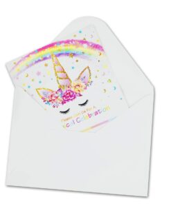 T-Antrix 24 Pcs Unicorn Invitations with 24 Envelopes, Double Sided Rainbow Glitter Unicorn Birthday Party Invitation Cards for Kids Birthday Baby Shower Unicorn Party Supplies 32 61oIDTvJ94L