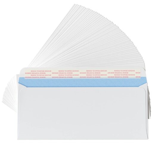 CREGEAR #10 Envelopes Self Seal Security Tinted Envelopes (50Ct) for Privacy & Business, Peel and Seal, NO Window, Letter Size 4-1/8 x 9-1/2 Inches, 24 LB,White 50