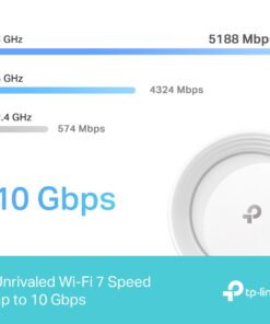 TP-Link Tri-Band WiFi 7 BE10000 Whole Home Mesh System (Deco BE63) | 6-Stream 10 Gbps | 4 × 2.5G Ports Wired Backhaul, 4× Smart Internal Antennas | VPN, AI-Roaming, MU-MIMO, HomeShield (2-Pack) 2 Pack 11 61oIr7PUZL