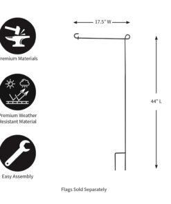 Evergreen Flag Classic Black Iron Garden Flag Stand With Rubber Stopper - 17.5" x 44"H 44 Inches 1-Piece 25 61oIvjaD3FL