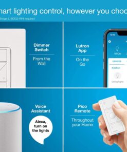 Lutron Caseta Smart Lighting Dimmer Switch and Remote Kit | P-PKG1W-WH | White 38 61oJV8rHvaL
