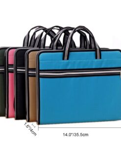 Alternative view of Portable 13 Pockets Expandable File Folders Canvas A4 Size Assorted Label Colors Business Accordion Document File Paperwork Organizer Storage, Zipper Closure Handles Blue