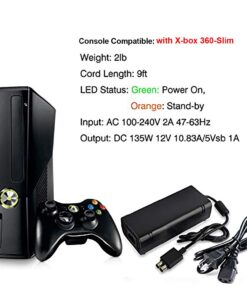 YCCSKY Power Supply for Xbox 360 Slim AC Adapter Power Supply Brick Charger with Cable for Xbox 360 Slim 23 61oLVcQkYoL