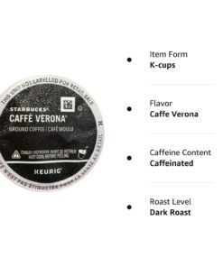 Starbucks Caffe Verona K-Cups, 72 Count (Packaging May Vary) 24 Count (Pack of 3) 5 61oMB38oxML