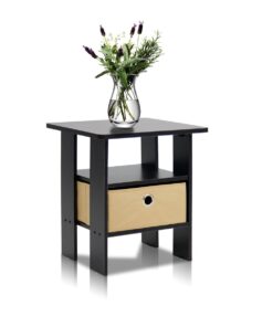 Furinno Andrey End Table / Side Table / Night Stand / Bedside Table with Bin Drawer, Espresso/Brown 1-Pack, Center Bin 36 61oMUTnPJLL