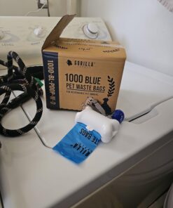 GORILLA SUPPLY Dog Poop Waste Bags with Dispenser and Leash Tie, 9" x 13", Blue, 1000 Count 33 61oOY4cdGiL