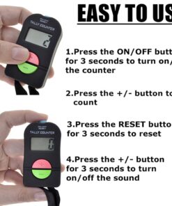 TopTie Electronic Hand Tally Counter, 4-Digit Add & Subtract Number Counter Clickers with Lanyard 10 61oREuL0WsL