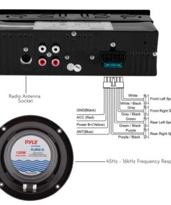 Pyle Marine Head Unit Receiver Speaker Kit - In-Dash LCD Digital Stereo Built-in Bluetooth & Microphone w/ AM FM Radio System 6.5’’ Waterproof Speakers (4) MP3/SD Readers & Remote Control -PLMRKT48BK 22 61oRria4IHL