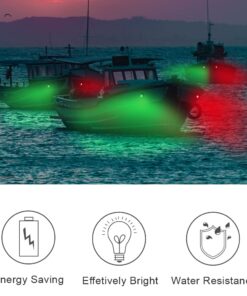 Obcursco Boat Navigation Lights, Led Boat Lights Bow and Stern, Vertical Mount Red and Green Marine Navigation Lights, Perfect Replacement for Pontoon, Bass Boat, Jon Boat (Black) black 15 61oSnPcQWXL