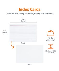 Amazon Basics Ruled Lined Index Note Cards, 500 Count, 5 Pack of 100, White, 4 in x 6 in 14 61oTUMDw0UL