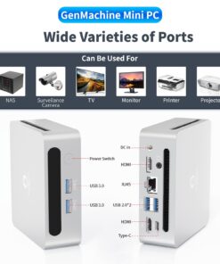GenMachine Mini PC, Gaming Desktop Computer with AMD Ryzen 5 5500U, 6C/12T, 16G DDR4+512GB M.2 NVMe SSD, 1000Mbps, WiFi 6, BT 5.2, Dual HDMI, Type-C, Win11 Pro 5500u-16gb-RAM-512gb-SSD 7 61oUNs6mq L