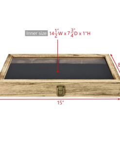 MOOCA Wooden Jewelry display case with Tempered Glass Top Lid, Oak Color 11 61oXQYe2EGL