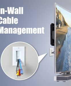 Alternative view of VCE Brush Wall Plate with Bracket, Cable Pass Through Insert with UL Listed Single Gang Decorator Cover for Low Voltage Cables, Cord Hider for Wall Mount TV, Home Theater System, White (2-Pack)