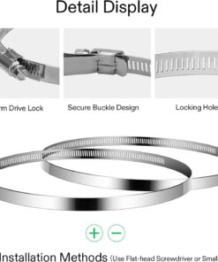 VIVOSUN Stainless Steel Air Ducting Clamps, 4/6/8/12 Inch Adjustable Hose Clamps with Worm Drive for Ducting, Heating, Cooling, Exhaust, and Ventilation (Pack of 2) 2 Pack 12 Inch 13 61oZFO95zzL