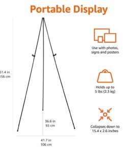 Amazon Basics Easel Stand, Instant Floor Poster, Lightweight, Collapsible and Portable with Tripod Base, Black Steel(supports 5 pounds) 21 61oZIXOiqwL