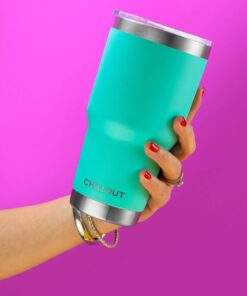 CHILLOUT LIFE 30oz Stainless Steel Tumbler with Lid - Double Wall Vacuum Insulated Large Travel Coffee Mug with Splash Proof Lid and Straw for Hot & Cold Drinks, Teal Tumbler, Pack of 1 30oz (pack of 1) Aqua Blue 24 61ogKDW8NuL