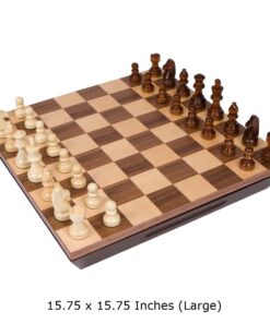 Alternative view of Aria Chess Inlaid Wood Board Game with Weighted Wooden Pieces and Tray, Large 16 x 16 Inch Set