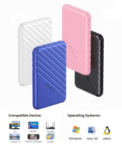 ORICO 2.5 inch USB C Hard Drive Enclosure USB 3.1 Gen 1 to SATA III External Hard Drive Case for SSD HDD 9.5 7mm Tool-Free with UASP, White (25PW1-C3) ORICO-25PW1-C3-WH 21 61oj4NW0UXL