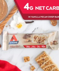 Atkins Vanilla Pecan Crisp Protein Meal Bar, High Fiber, 1g Sugar, 4g Net Carb Meal Replacement, Keto Friendly, 5 Count 13 61olfjar2FL