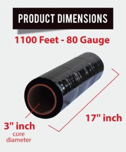 PofA Plastic Stretch Wrap Film Roll, 4 Pack 17” Black 1100 feet 80 Gauge (20 Micron) Industrial Heavy Duty Plastic Shrink Wrap Roll for Packing, Shipping, Pallet, Cling, Furniture, Moving Supplies 4 ROLLS BLACK 9 61om8vuHeDL