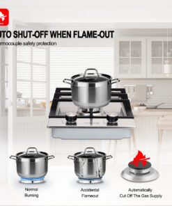 2 Burner Gas Cooktop, GASLAND Chef GH30SF 12 Inch Gas Hob, NG/LPG Convertible Natural Gas Propane Cooktops, Dual Burner Gas Stovetop with Thermocouple Protection, Stainless Steel 12 inch-stainlees 11 61op11PQACL