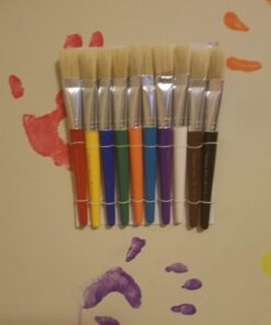 Charles Leonard Creative Arts Flat Tip Paint Brushes, Short Stubby Plastic Handle with Hog Bristle, 7.5 Inch, Assorted Colors, 10-Pack (73290) 4 61oqi3Z5oL