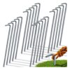 Gray Bunny Galvanized Steel Tent Stakes, 20 Pack, Solid Steel Tent Pegs, Rust Resistant Metal Hook, Garden Stake for Plants and Landscaping, Perfect for Anchoring Camping Tents