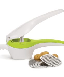 RSVP International (SPUD) Potato Ricer, White/Green | Mash Potatoes, Fruits, Vegetables & More | Includes Medium & Coarse Plates | Pot Resting Extension | Dishwasher Safe 17 61orHsIRHhS