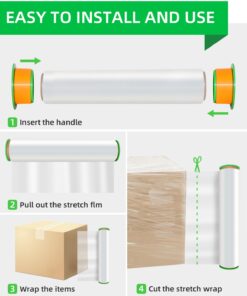 Alternative view of YXX-TECH Stretch Wrap roll with handle-18" x 1500ft Industrial Strength,80 Gauge, 2 Pack - Heavy Duty Shrink Wrap Film for Shipping,Moving,Packaging, Storage White2