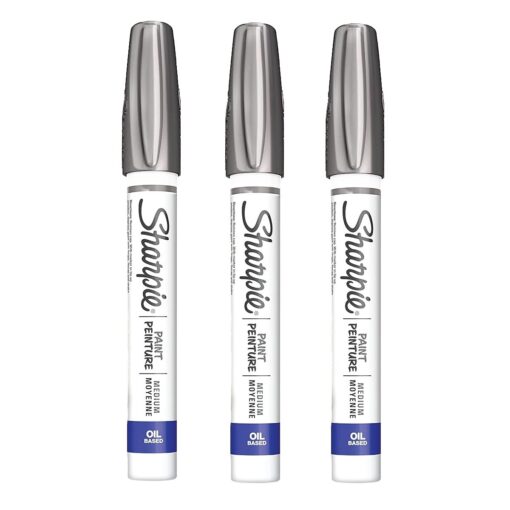 Sharpie Oil-Based Paint Marker, Medium Point, Metallic Silver Ink, Pack of 3 3 Pack