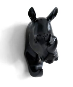 HERNGEE Rhino Head Single Wall Hook/Hanger Animal Shaped Coat Hat Hook Heavy Duty, Rustic Decorative Gift, Black 19 61otq5nirxL