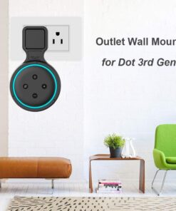 MTSmart Outlet Wall Mount Stand for Home Speakers (Dot 3rd Generation),Holder Hanger Bracket Case for Home Voice Assistants, Space Saving Accessories Without Messy Wires or Screws (1 Pack, Black) 1 Pack 9 61oug9LisL