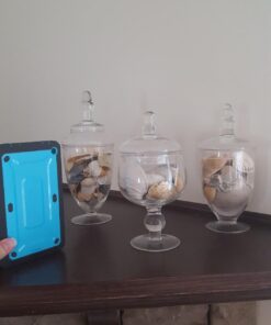 Home Essentials & Beyond Apothecary Jars with Lids Set of 3 Candy Jars for Candy Buffet, Glass décor, Laundry Room, Potpourri, and Bathroom 39 61ovt LUY4L