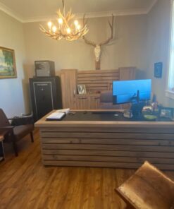 Casa Mare 87" Wood Office Furniture Set of 4pcs | Executive Desk w/Leather Pad | Large Storage Cabinet w/Chrome Handles & Legs | Modern File Cabinet | Coffee Table | Sturdy Farmhouse Home Workstation 18 61oxCoN7dRL